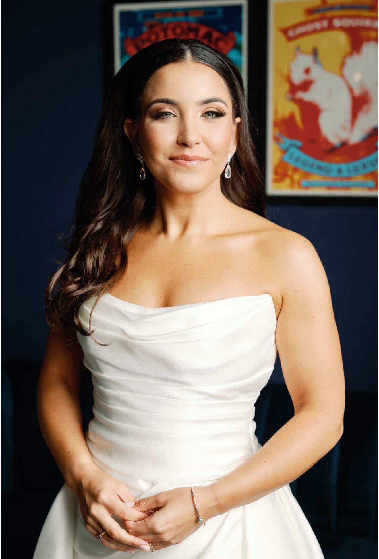 Bride with finished bridal makeup, editorial portrait